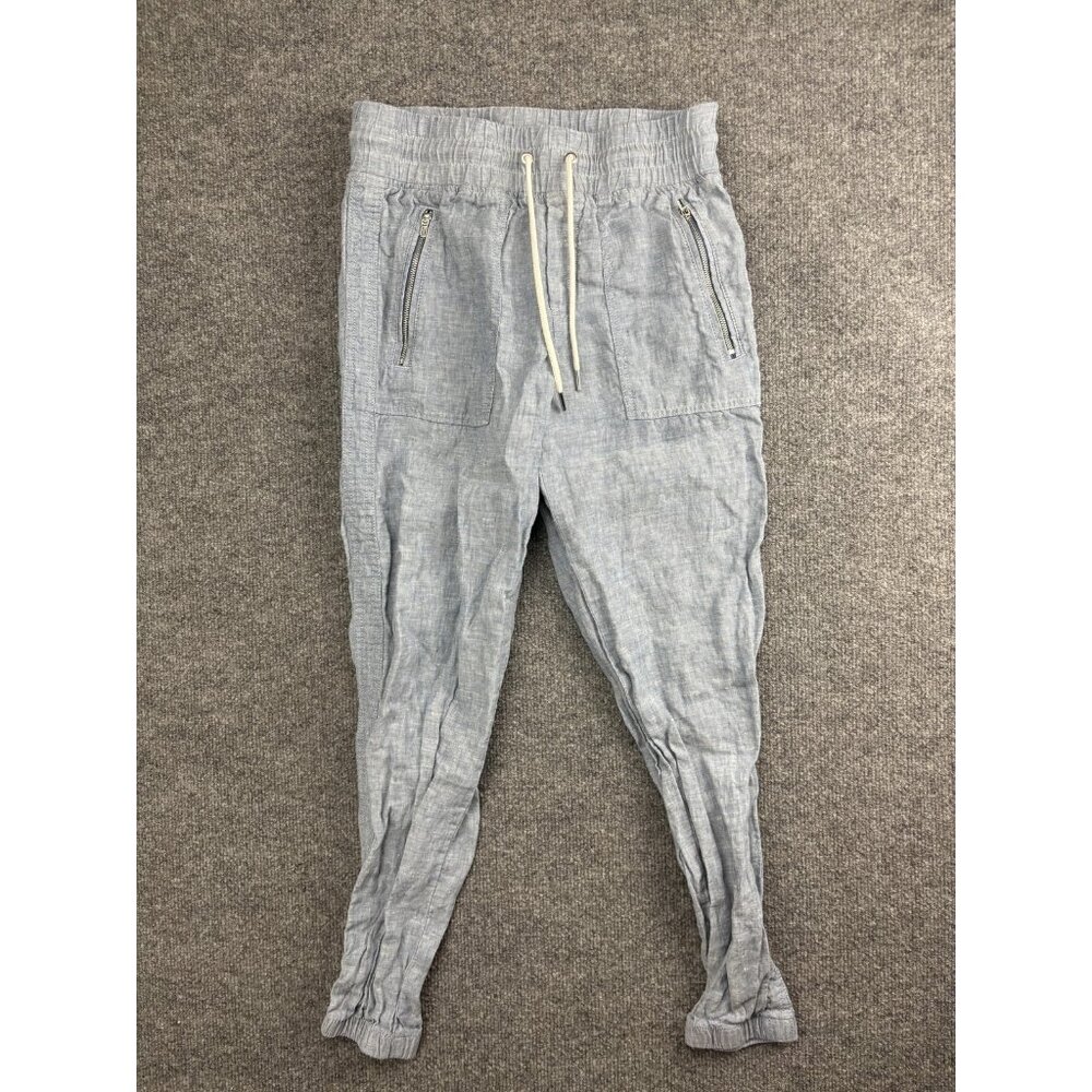 Athleta Cabo Linen Jogger Pants Womens 2 Relaxed Tapered Drawstring Zip Pockets